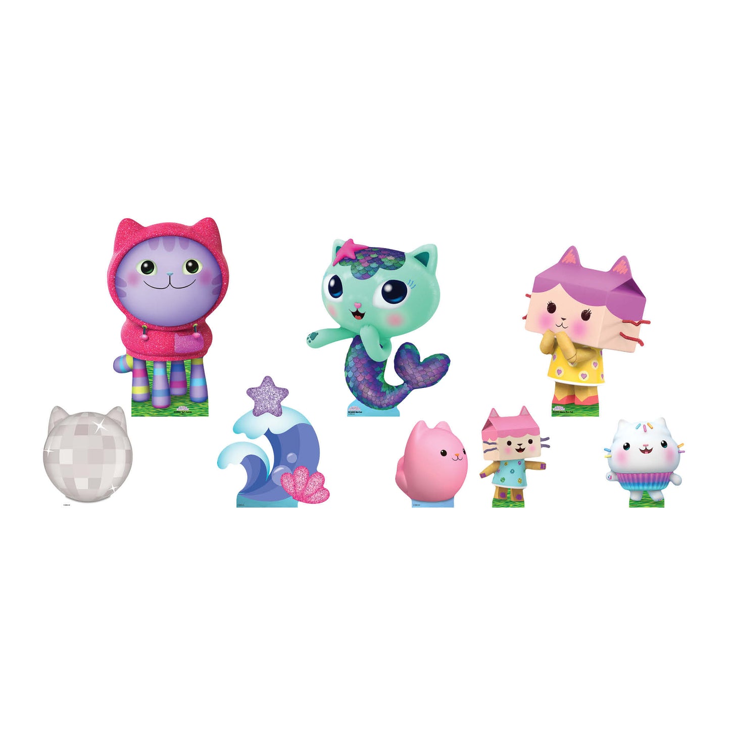 SC4565 DJ Catnip, Baby Box, MerCat Cardboard Cutout Multi Pack Bundle - Gabbys Dolhouse Height 48cm
