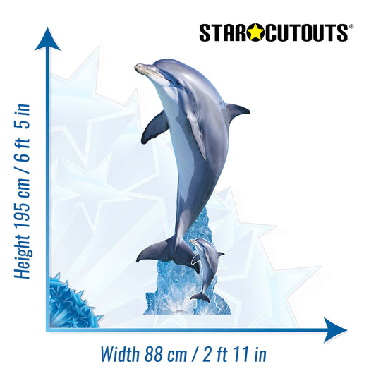 SC4634 Dolphin Leaping From Sea Cardboard Cut Out Height 195cm
