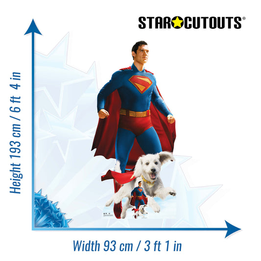 SC4730 Superman David Corenswet Flying and Krypto Cardboard Cutouts Height 193cm