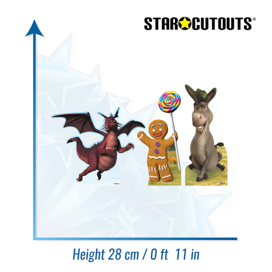 SC4740 Gingy Ginger Bread Man Donkey Dragon Shrek Shelf Top Pack Cardboard Cutouts Height 28cm