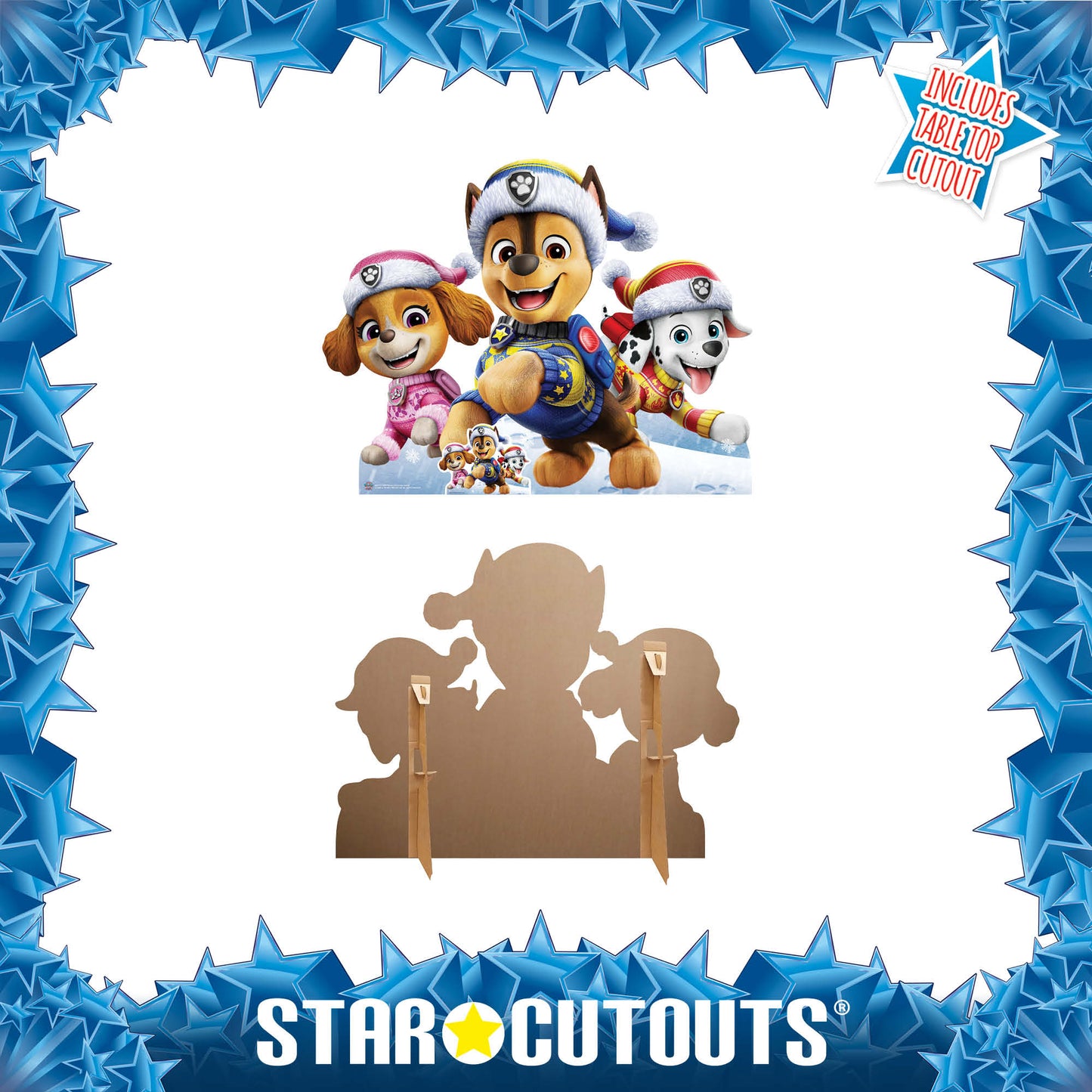 SC4777 PAW Patrol Christmas Group Chase, Marshall & Skye Cardboard Cut Out Height 95cm