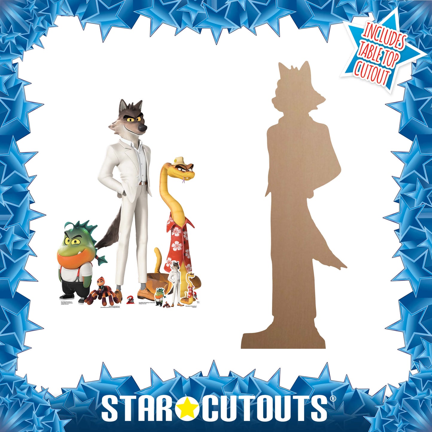 SC4810 Bad Guys Pack Mr Wolf & Mr Piranha & Mr Snake & Ms Tarantula Cardboard Cut Out Height 112cm