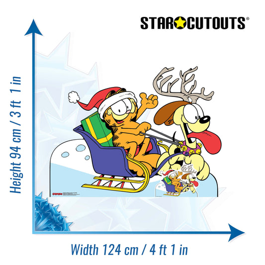 SC4828 Garfield Odie on Sledge Medium - Cardboard Cutout Height 94cm