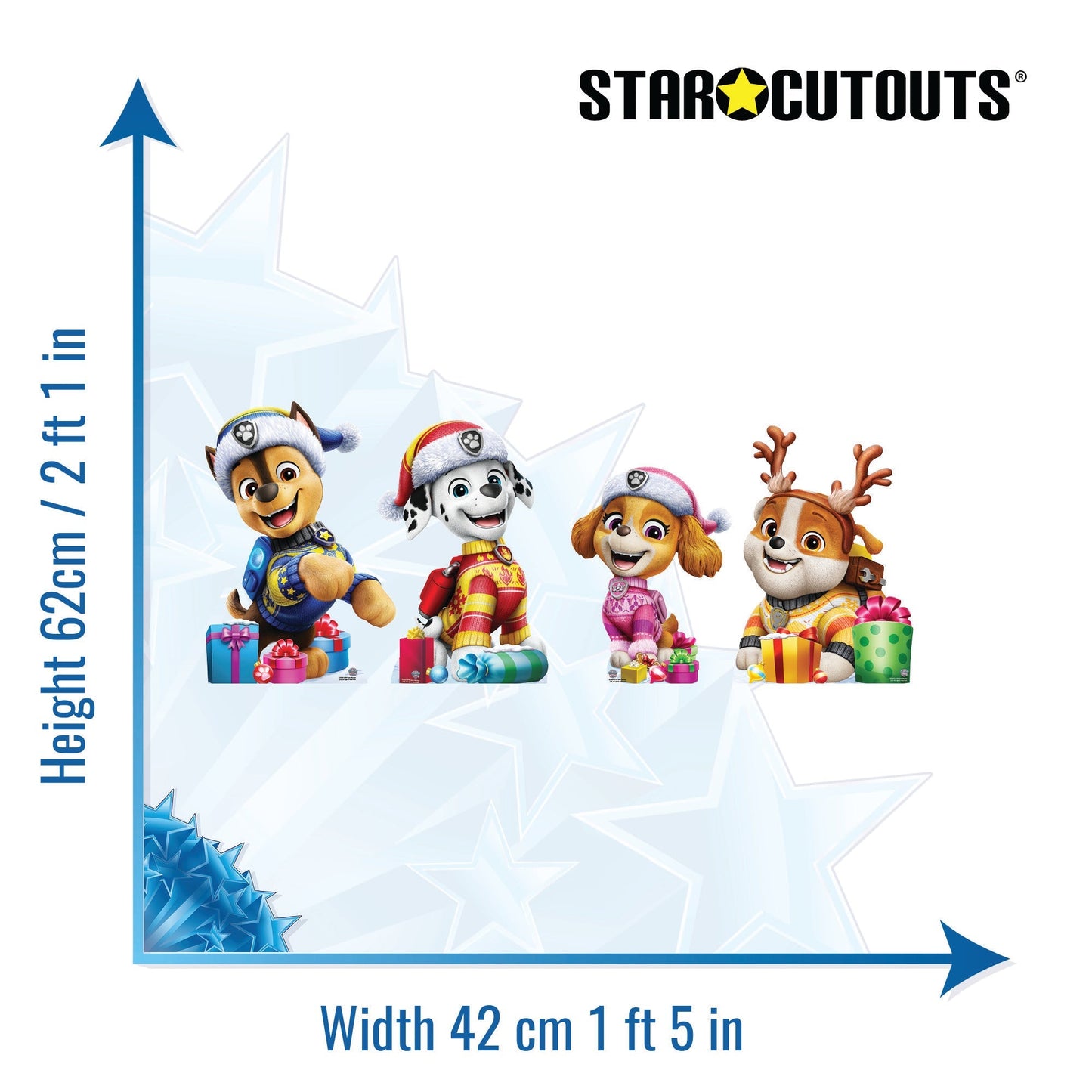 SC4901 Paw Patrol Christmas Star Mini Multi Pack Bundle Cardboard Cut Out Height 62cm