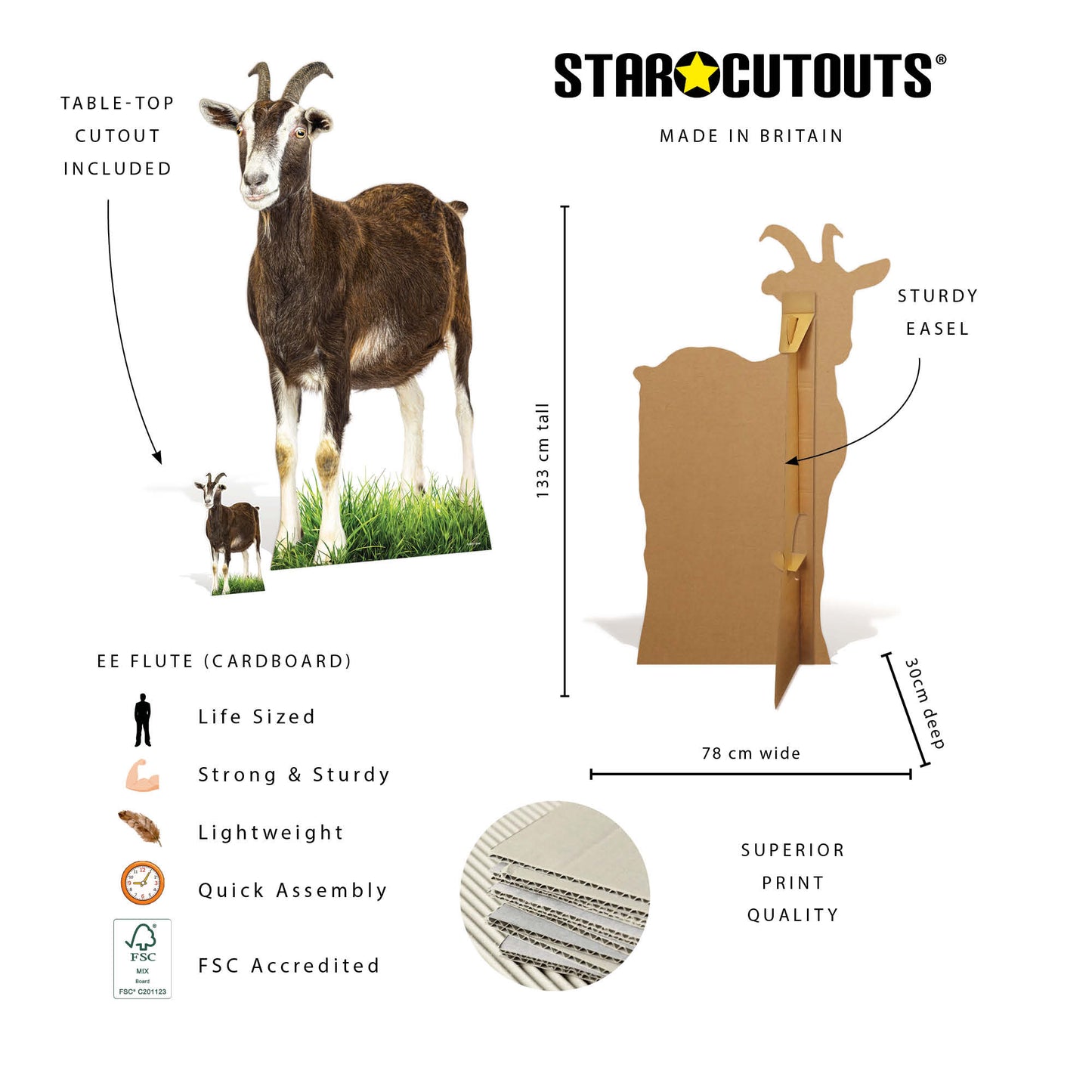 SC4957 Goat Farm Animal Cardboard Cutout Height 133cm Includes Desktop