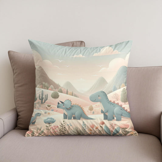 Dinosaur Meadow Cotton Cushion