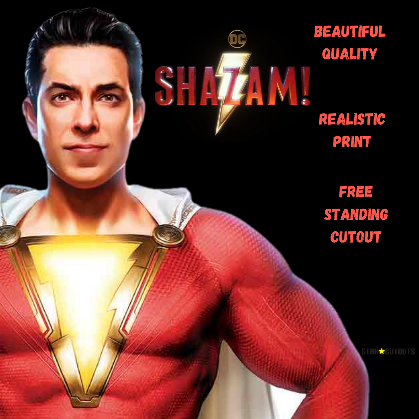 SC1337 Shazam Cape Stylised (Zachary Levi) Cardboard Cut Out Height 190cm