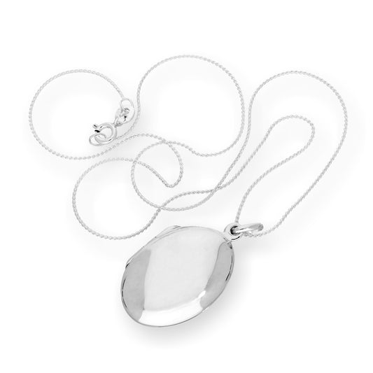 Large Sterling Silver Engravable Floral Oval Locket on Chain 16 - 22 Inches