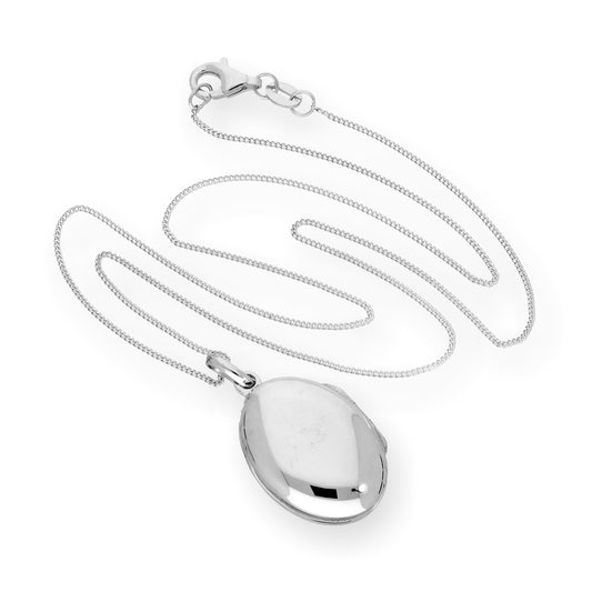 Sterling Silver Oval Engravable Locket on Chain 16 - 22 Inches