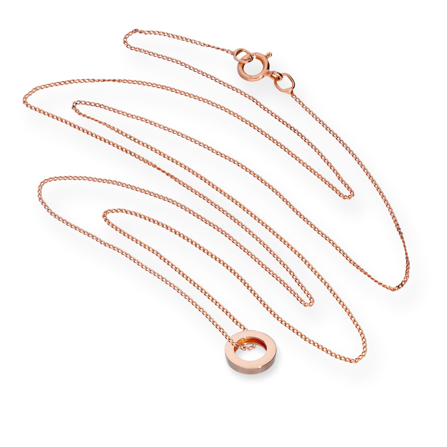 9ct Rose Gold Karma Circle Pendant Necklace 16 - 18 Inches