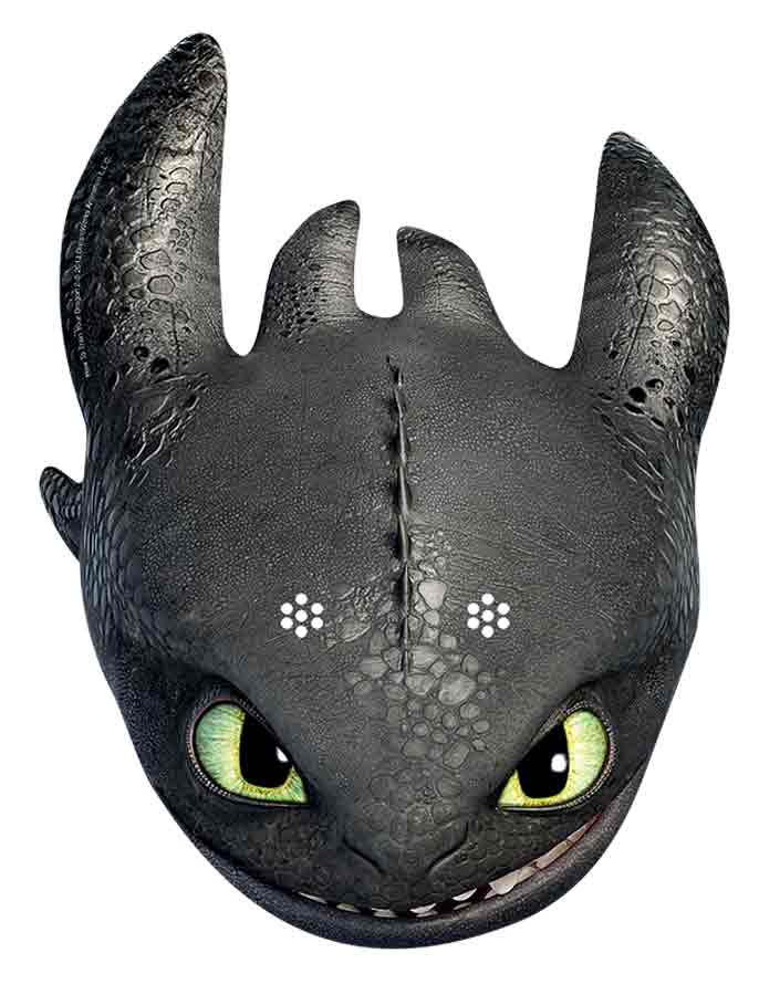 SMP300 Toothless How to Train Your Dragon Six Pack Cardboard Face Masks With Tabs and Elastic