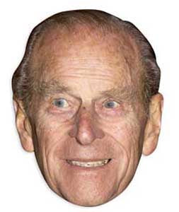SMP154 Duke of Edinburgh (Prince Phillip) British Royals Six Pack Cardboard Face Masks With Tabs and Elastic