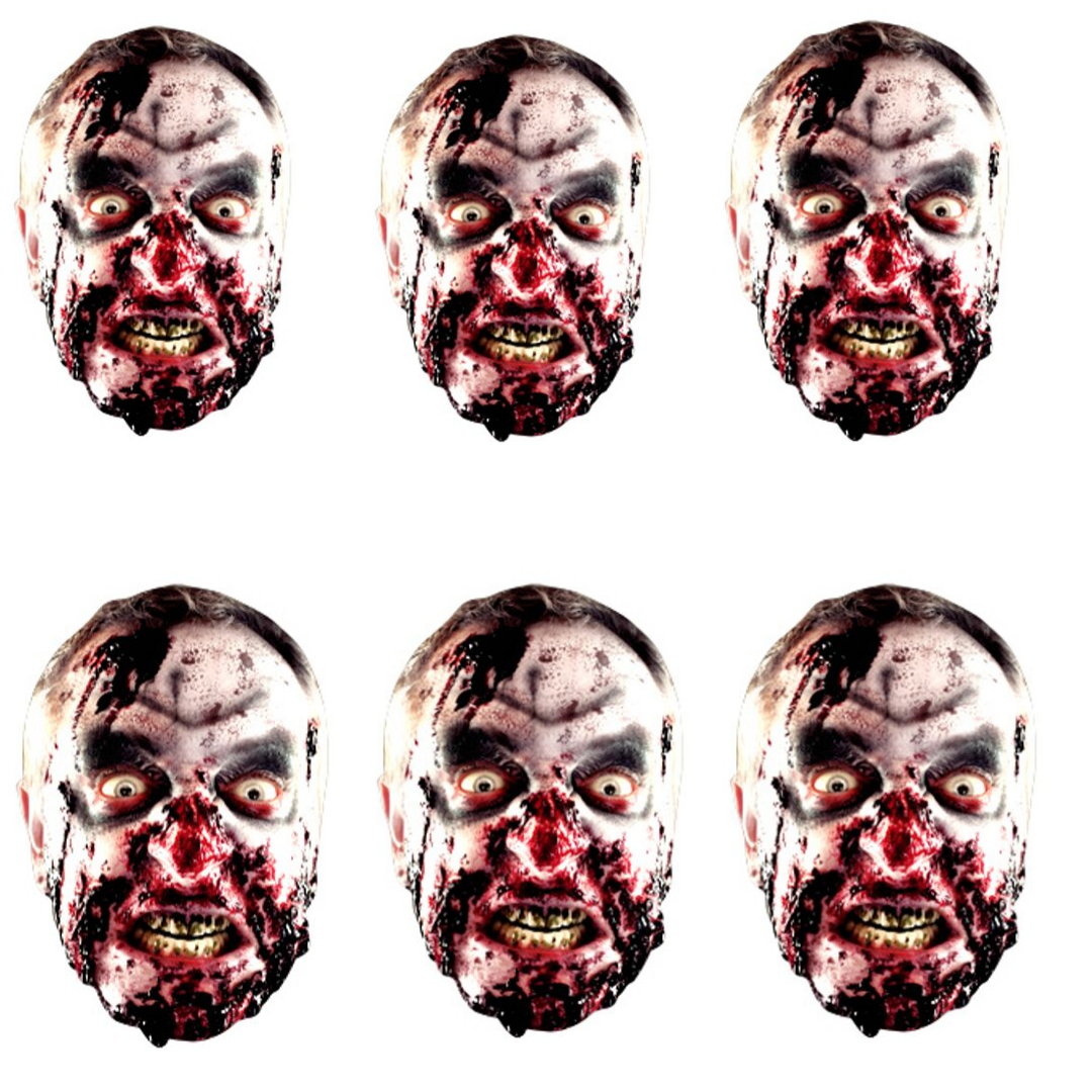 SMP139 Zombie - Face Halloween Six Pack Cardboard Face Masks With Tabs and Elastic