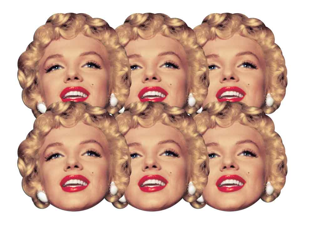 SMP21 Marilyn Monroe - Face Marilyn Monroe Six Pack Cardboard Face Masks With Tabs and Elastic