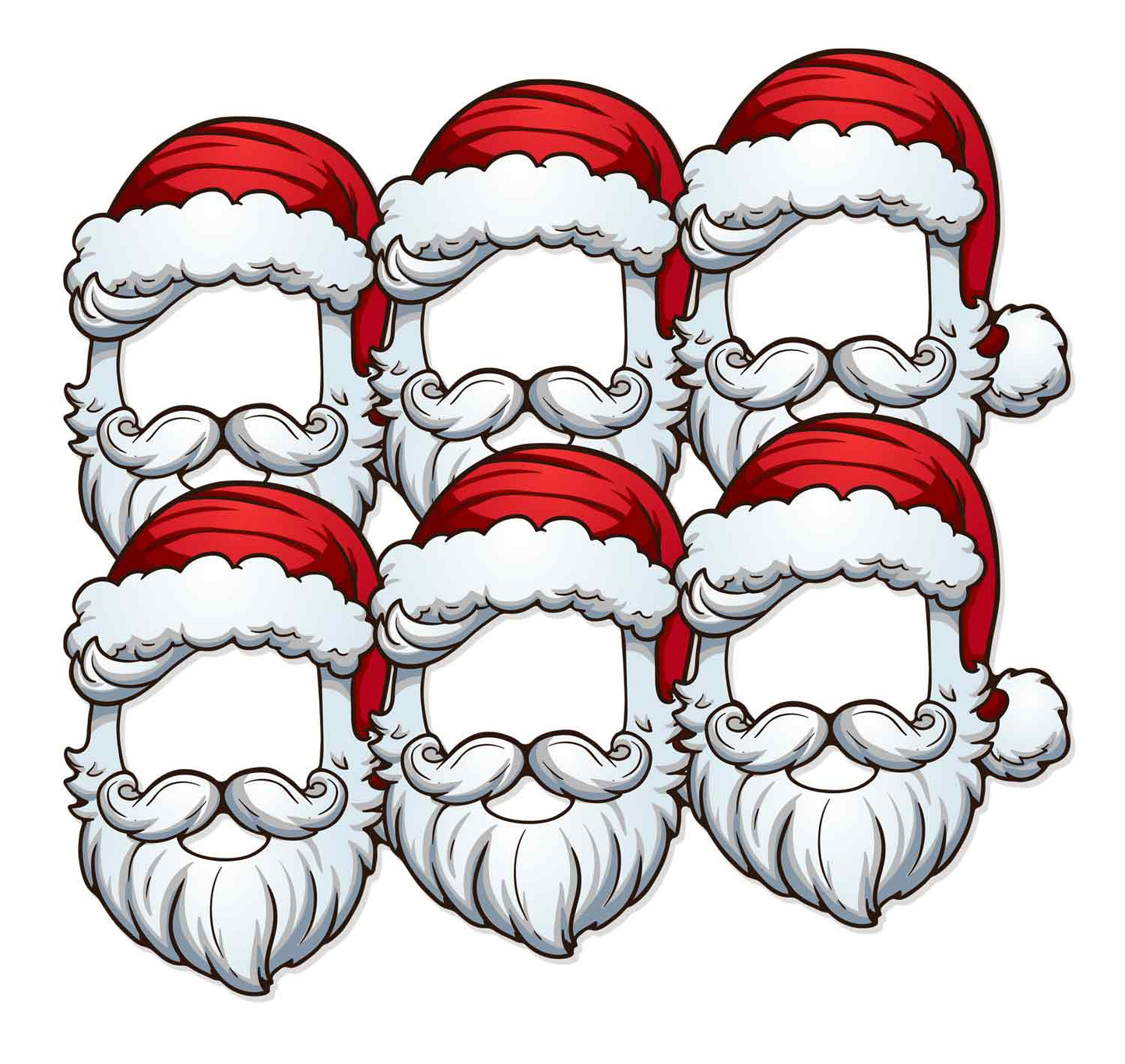 SMP368 Christmas Santa Claus Father Christmas Open Face Christmas Six Pack Cardboard Face Masks With Tabs and Elastic
