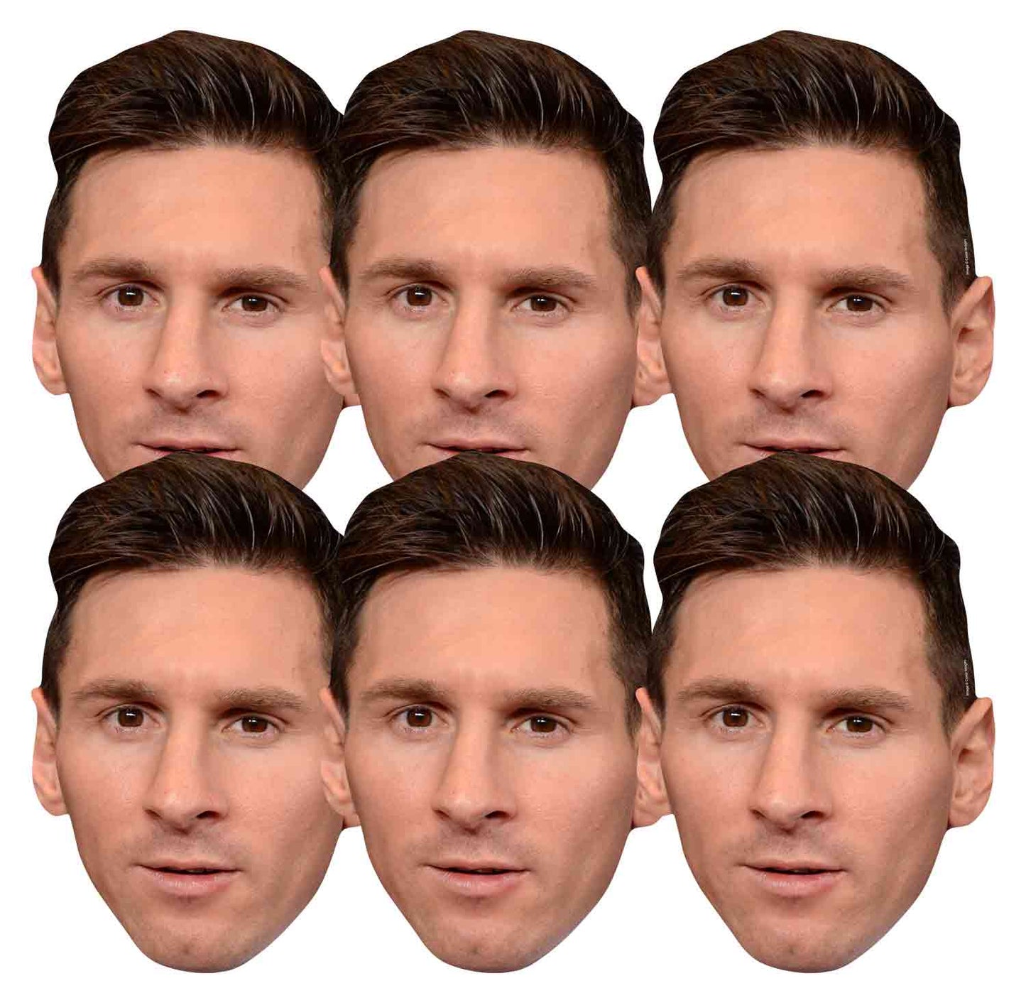 SMP373 Lionel Messi Football Football Six Pack Cardboard Face Masks With Tabs and Elastic