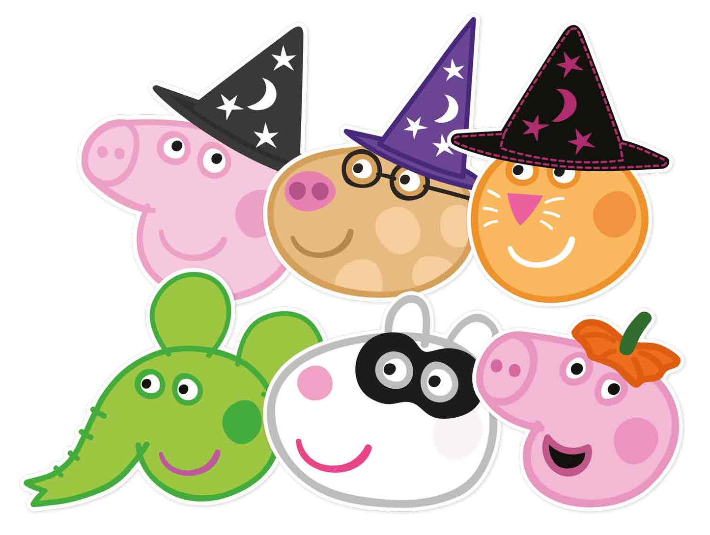 SMP380 Peppa and Friends Halloween Party Pack Peppa Pig Six Pack Cardboard Face Masks With Tabs and Elastic