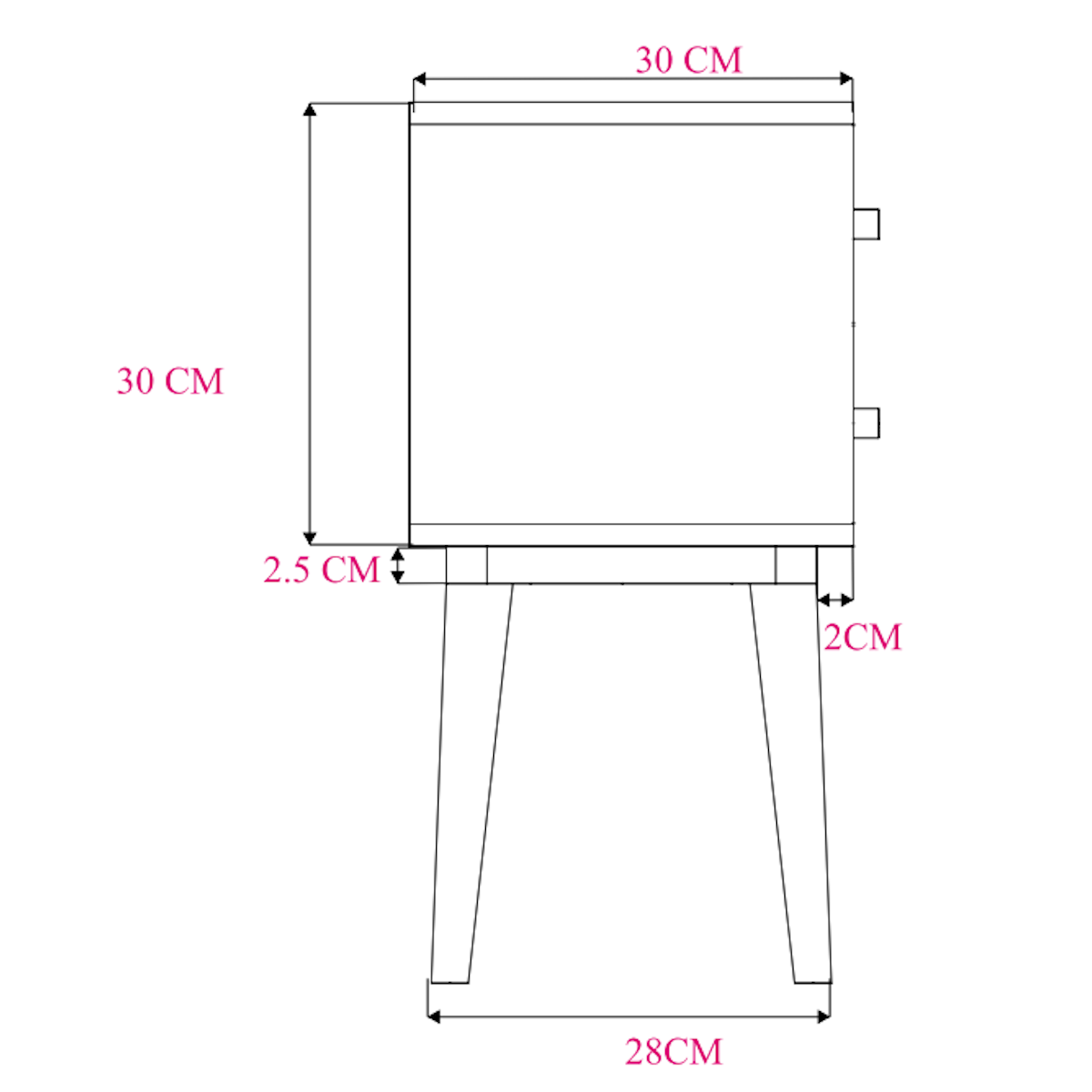 Scandinavian Walnut Logan Narrow Bedside Table