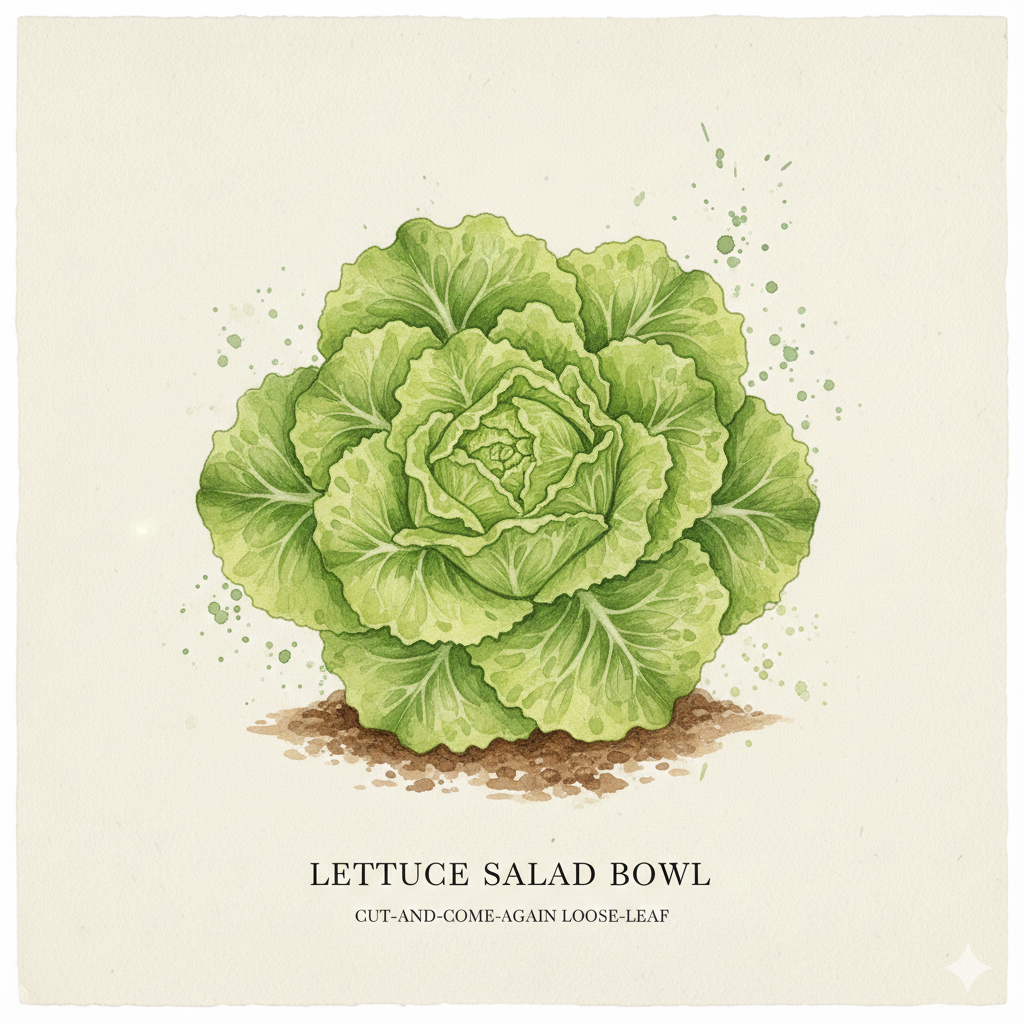 Lettuce Seeds - Salad Bowl - Green Leaf 'Pick & Come Again' (1,000 Seeds)