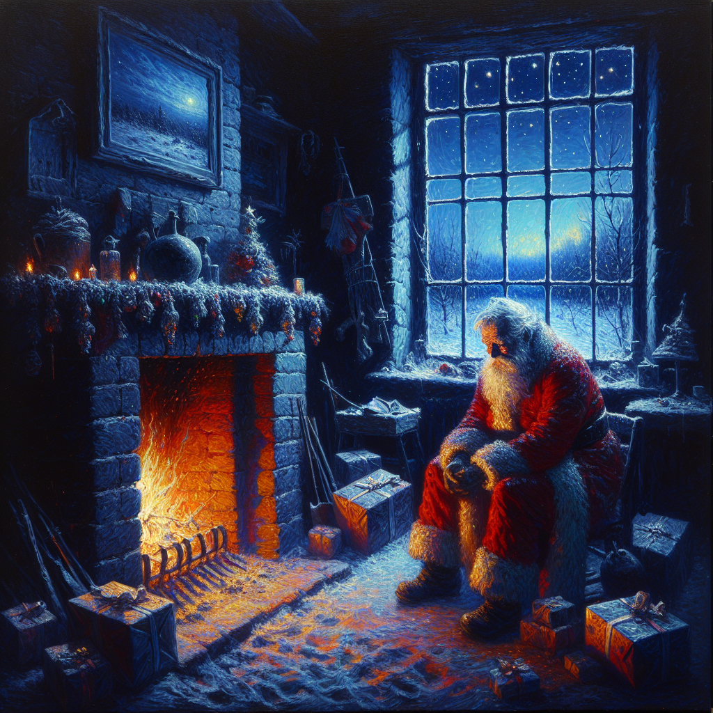 Santa's Solitary Hearth Canvas