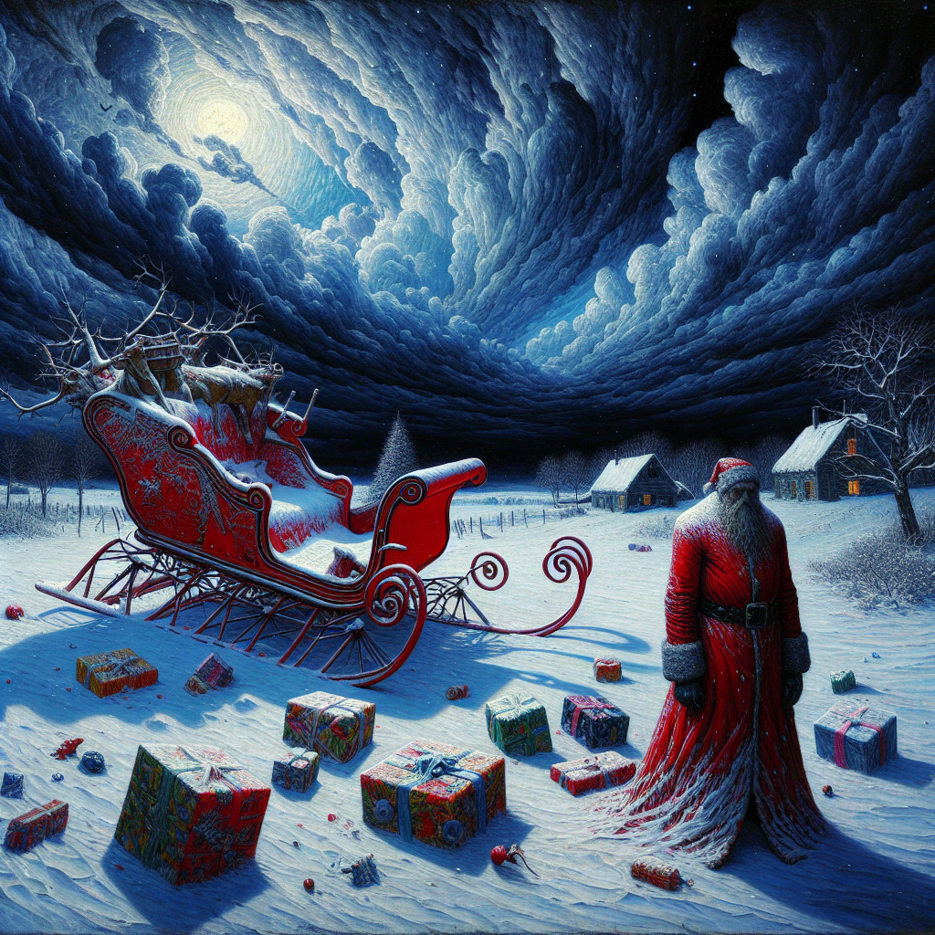 Santa's Somber Nightfall Canvas