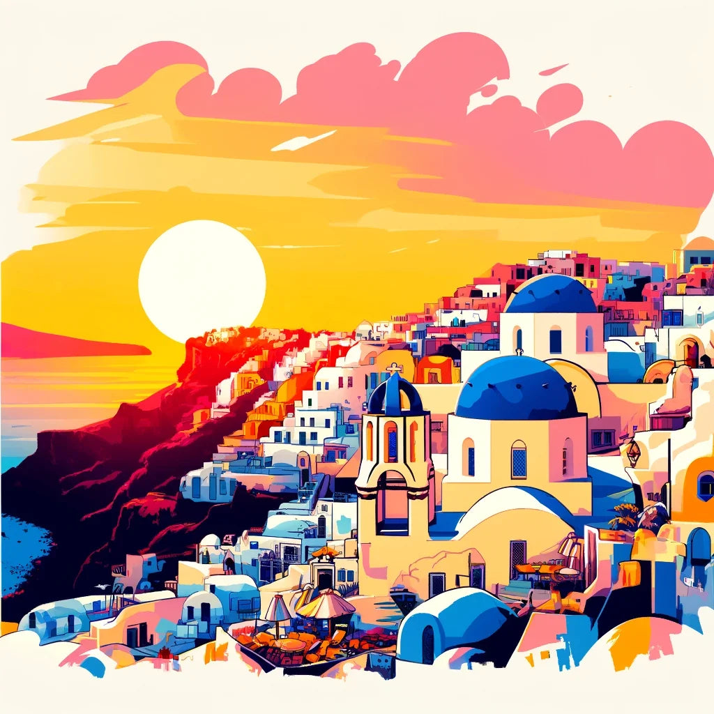 Santorini Sunset Splendor Canvas