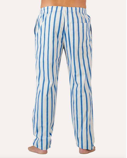 Mens Lounge Pants - Retro Blue Stripe