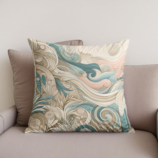 Seascape Whispers Mural Cotton Cushion