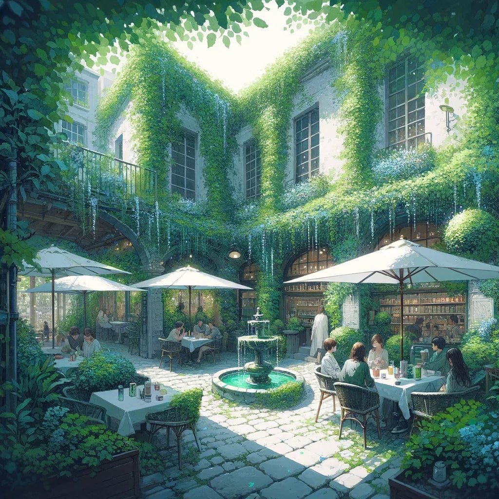 Secluded Summer Courtyard Cotton Cushion