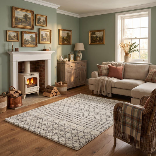 Moroccan Ivory Grey Shaggy Rug | 1000
