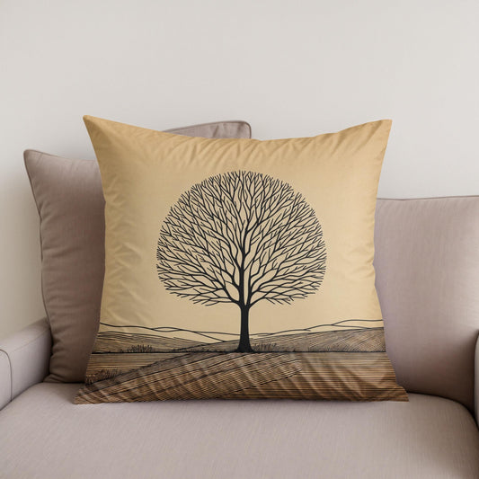 Silhouette Solace Tree Cotton Cushion