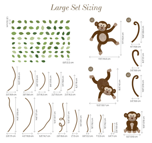 Extra Monkeys, Vines & Leaves - Repositionable Wall Decals Add-on Set