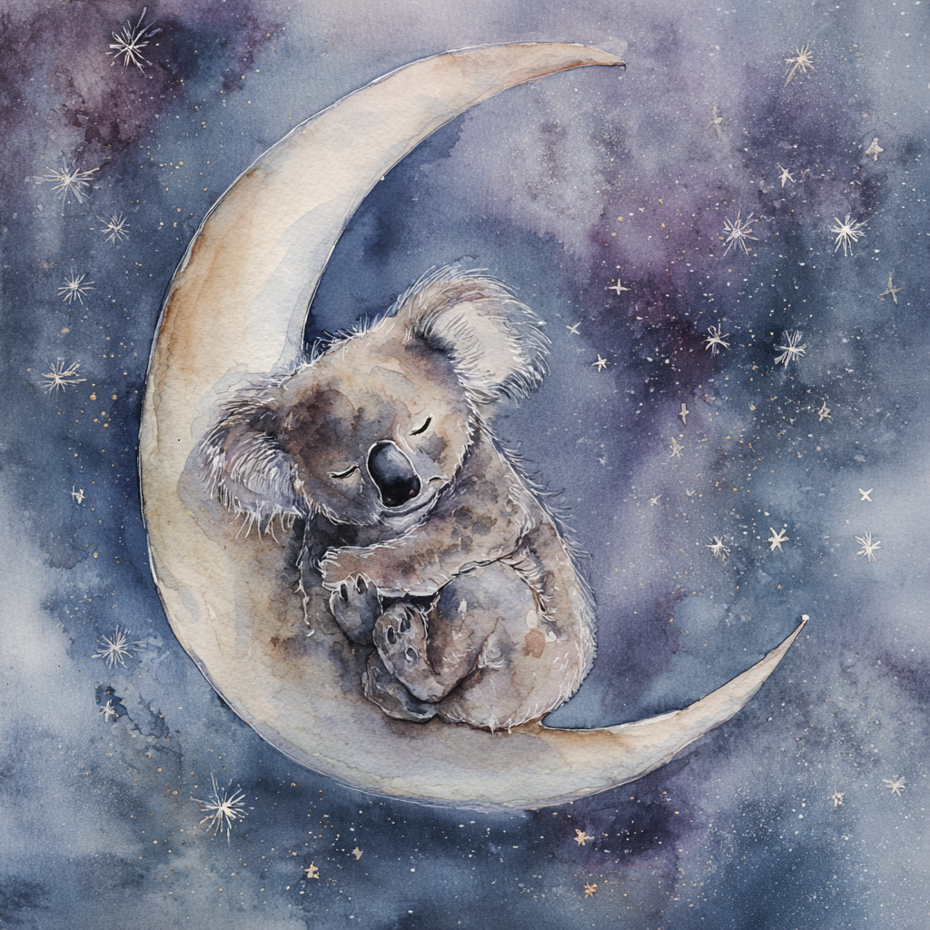 Sleepy Koala Moonlit Canvas