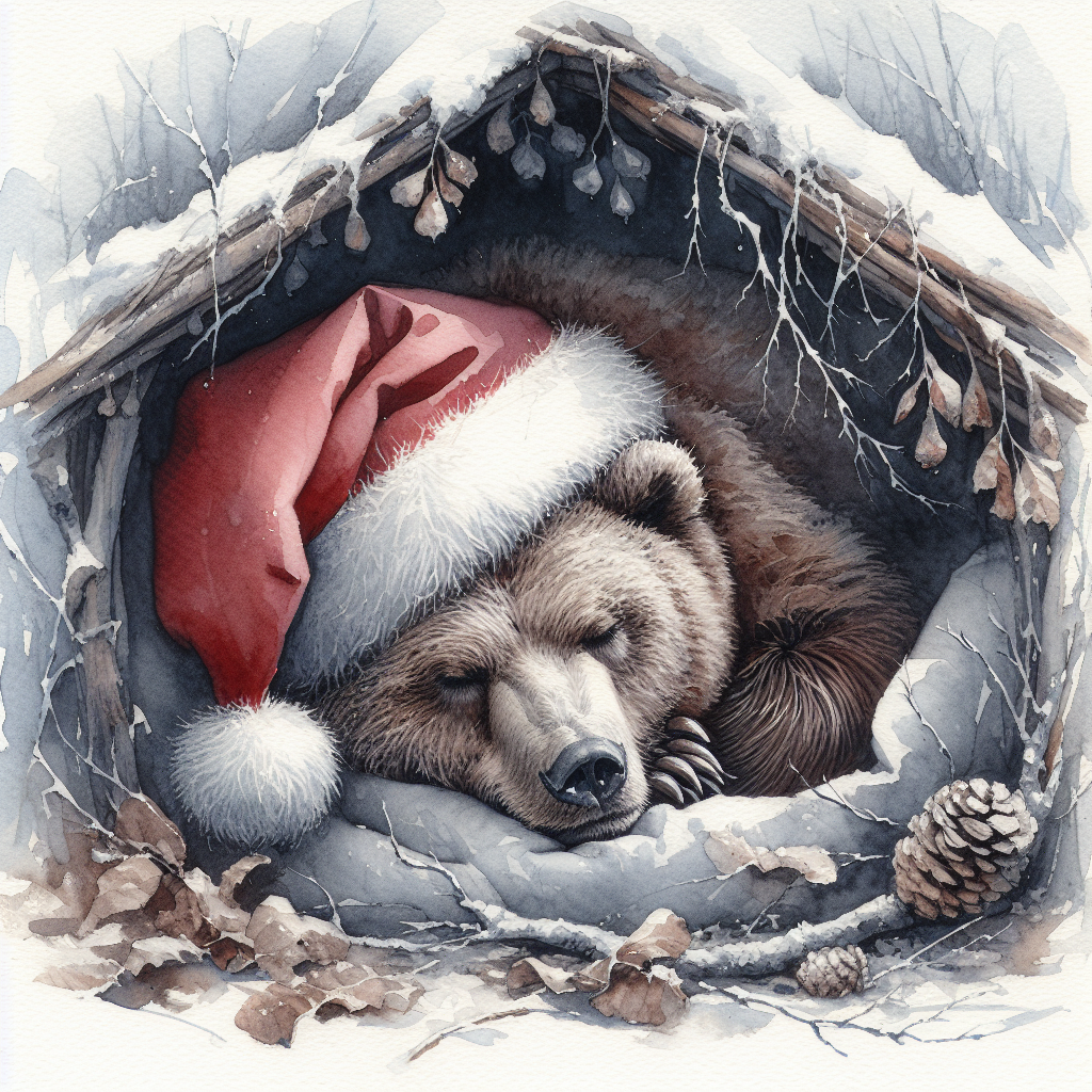 Slumbering Santa Bear Canvas