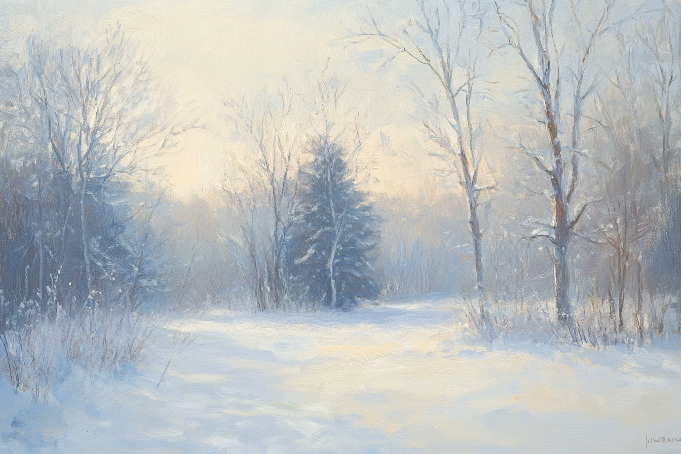 Snowy Serenity Forest Canvas