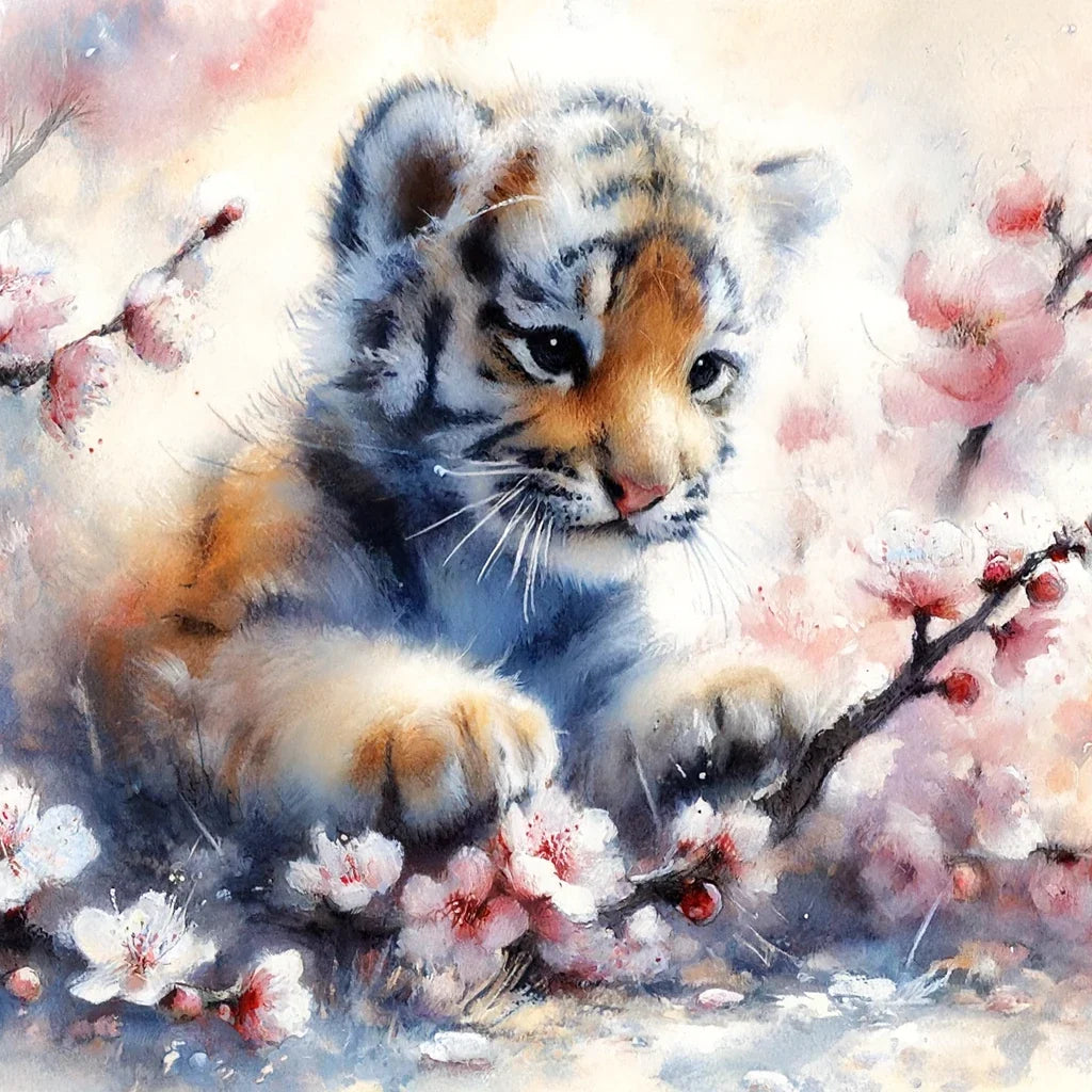 Spring Blossom Tiger Canvas