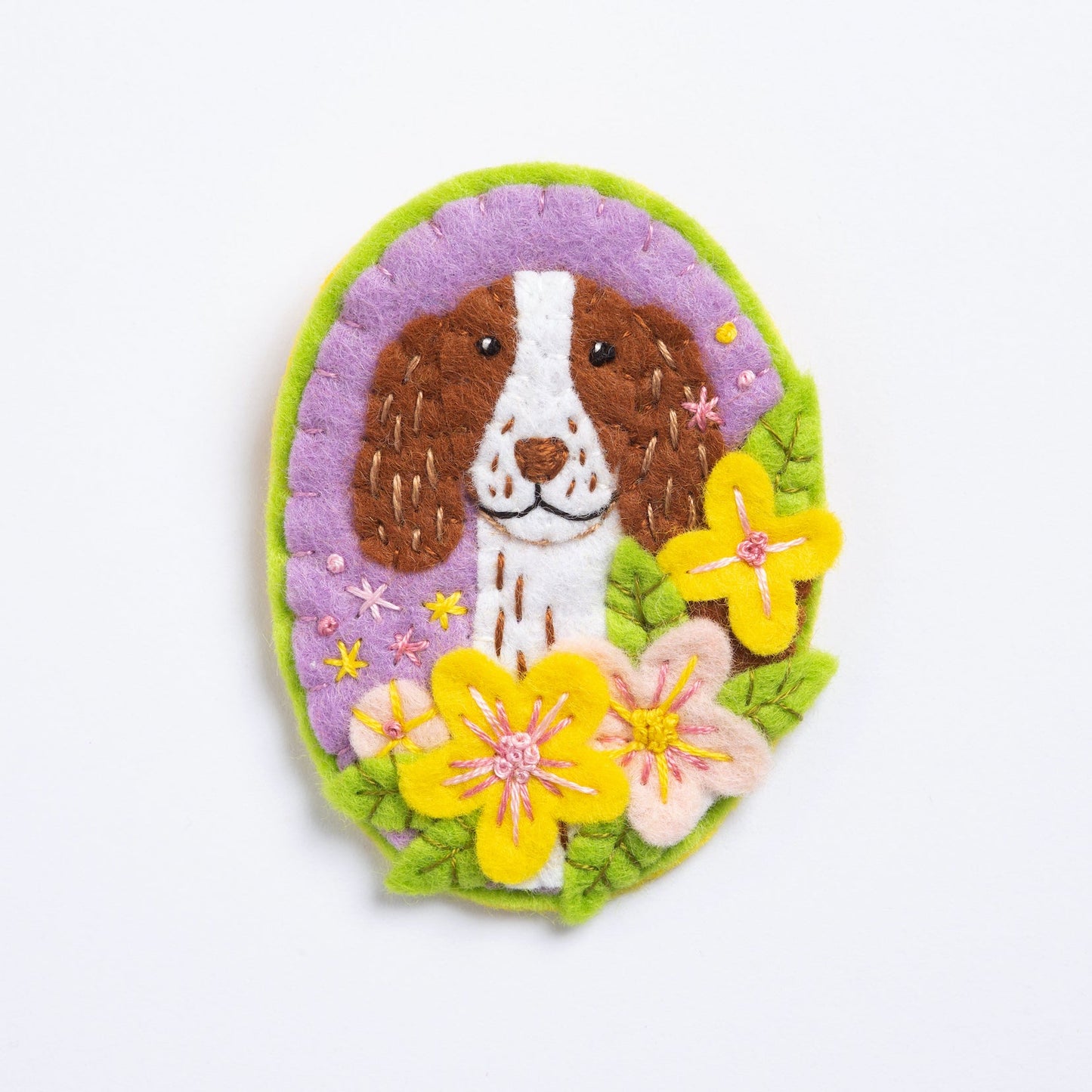 'Springer Spaniel' Dog Felt Craft Brooch Kit for Beginners