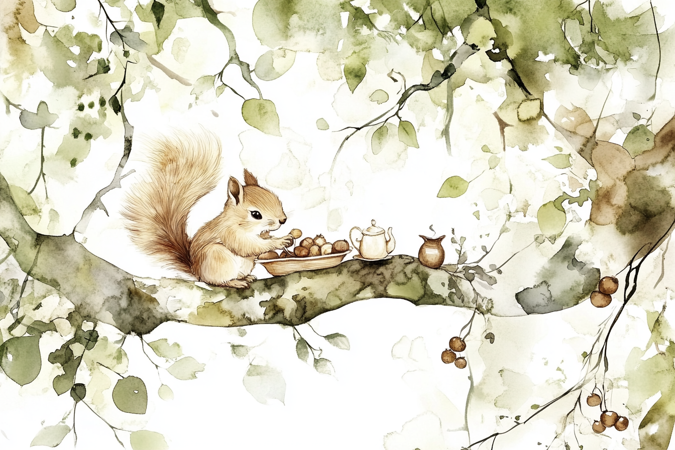 Squirrel's Picnic Canvas