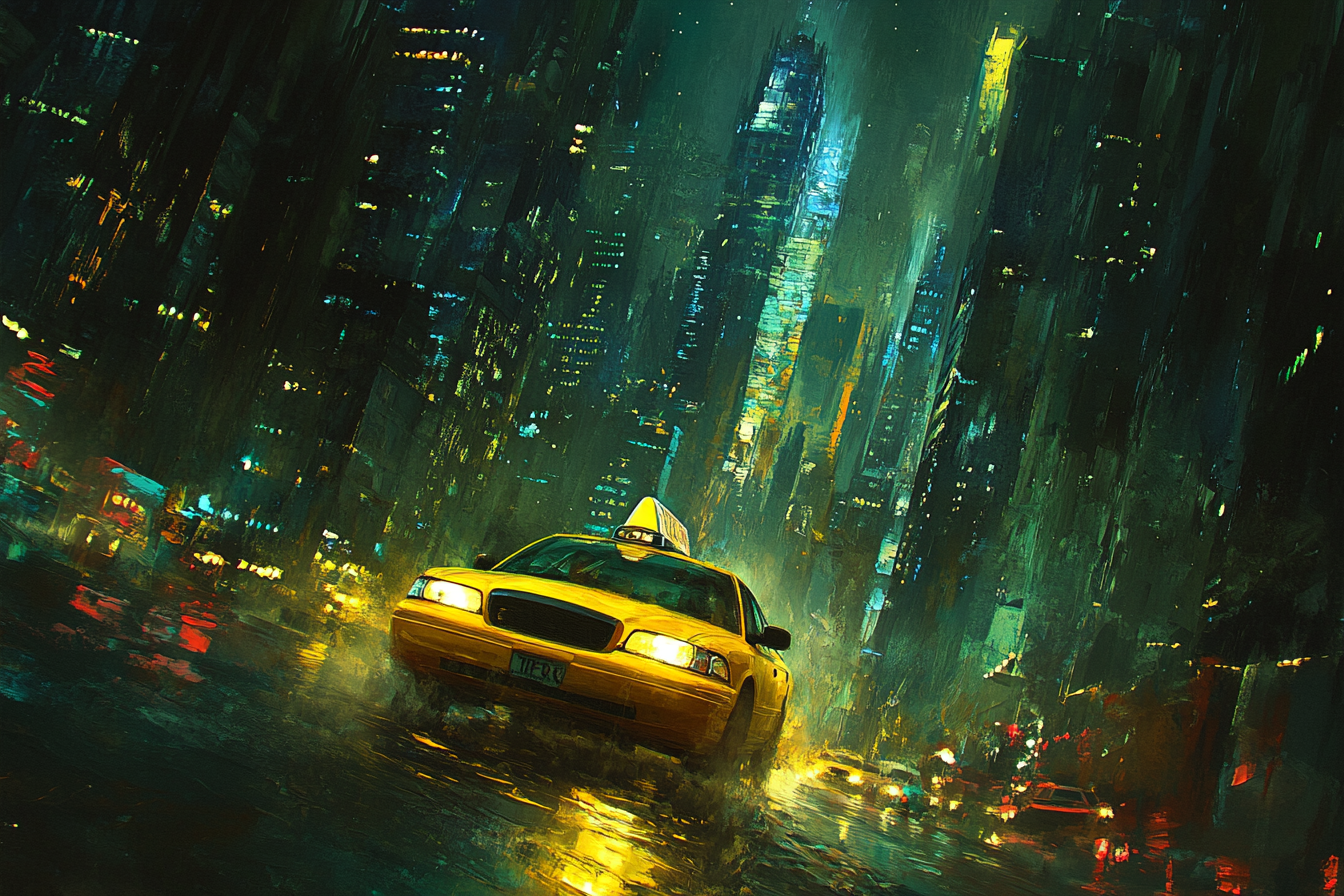 Starry Night Taxi Canvas
