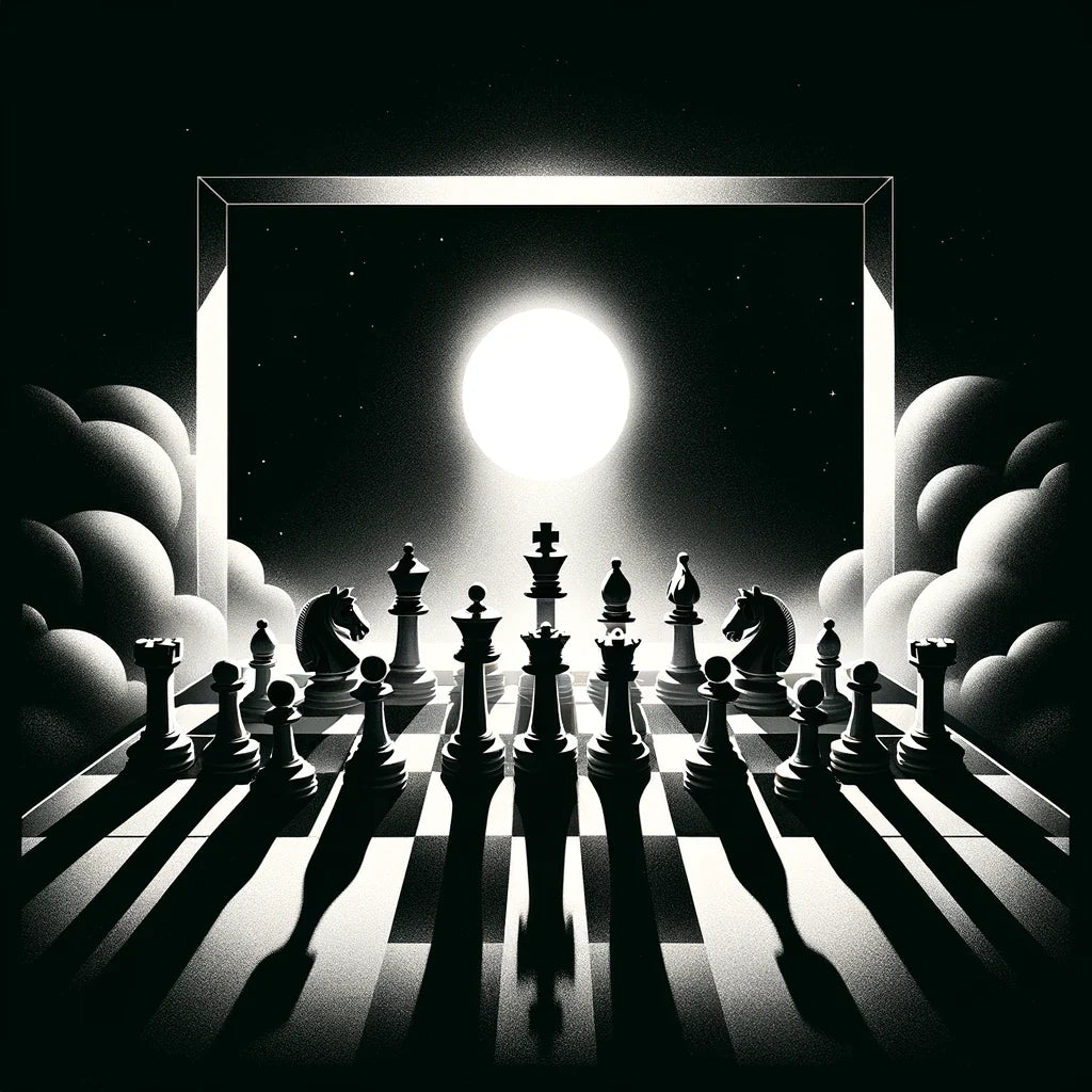Strategic Shadows: Chessboard Cotton Cushion