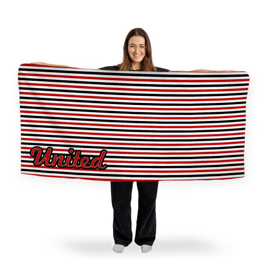 Manchester Red - Stripes - Microfibre Retro Beach Towel - 150cm x 75cm