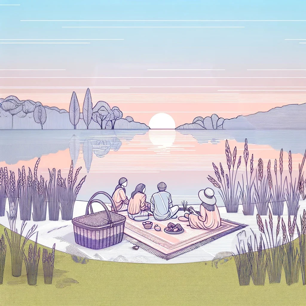 Summer Picnic by the Lake Canvas