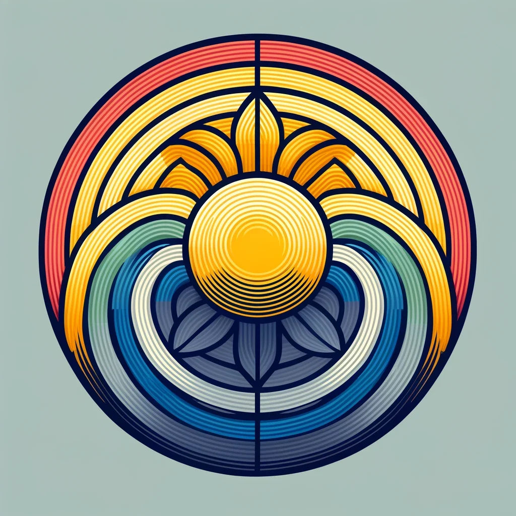 Sun and Rainbow Geometric Canvas