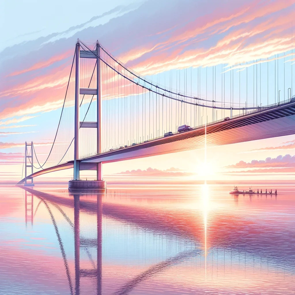 Sunrise at Humber Bridge Cotton Cushion