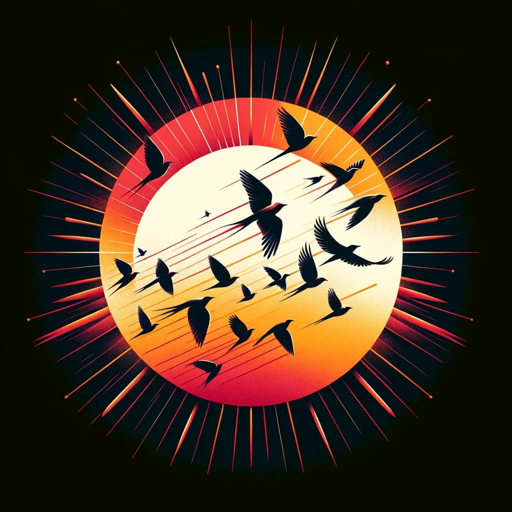 Sunset Avian Symphony Cotton Cushion