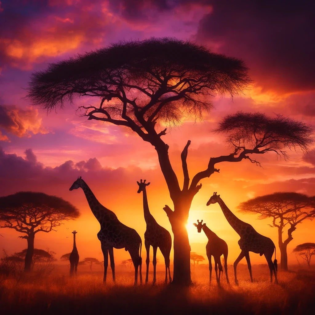 Sunset Giraffes Canvas