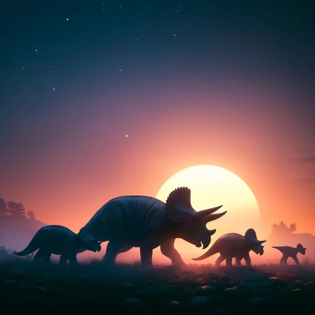 Sunset Journey Triceratops Canvas