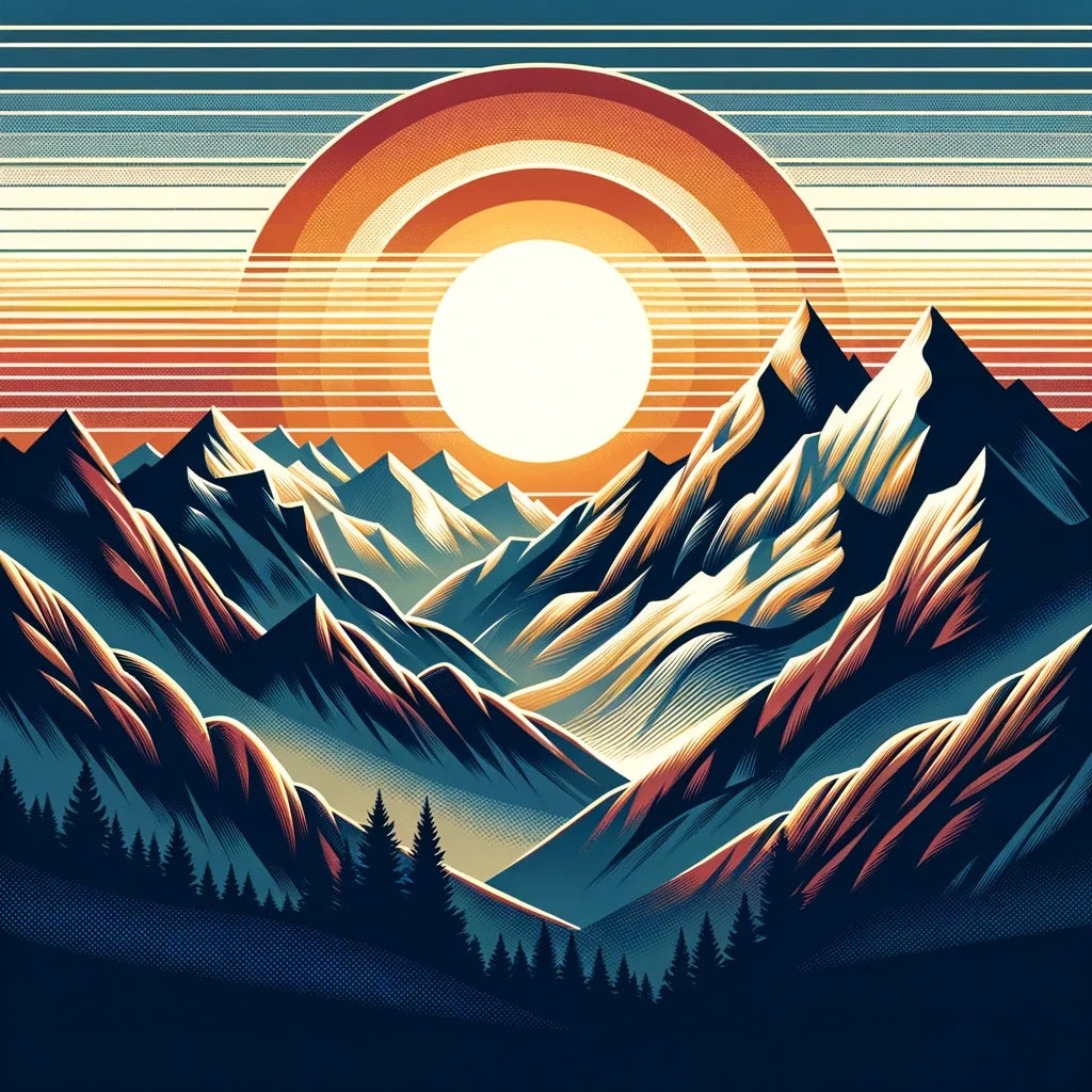 Sunset Majesty: Mountain Panoram Cotton Cushion