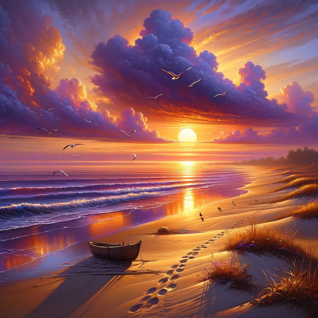 Sunset Serenity Shore Cotton Cushion