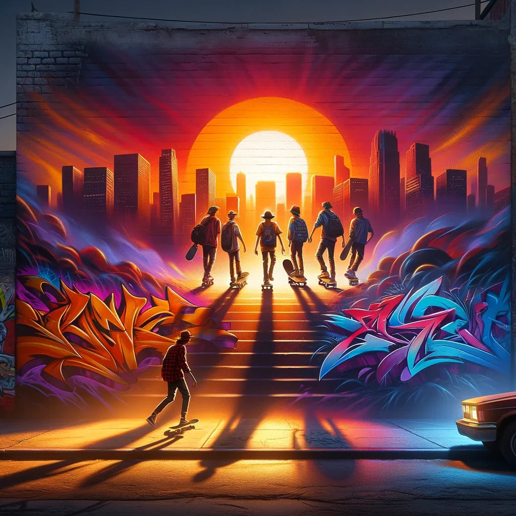 Sunset Skate Session Cotton Cushion